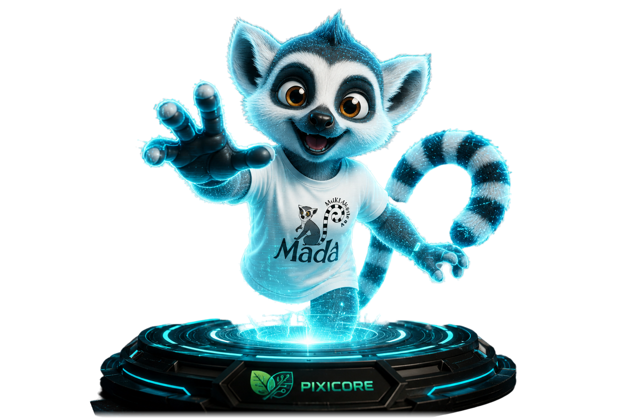 MakiBot, assistant IA PixiCore en projection holographique